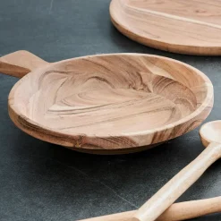 Acacia Chic Plato Hondo Con Asa Natural