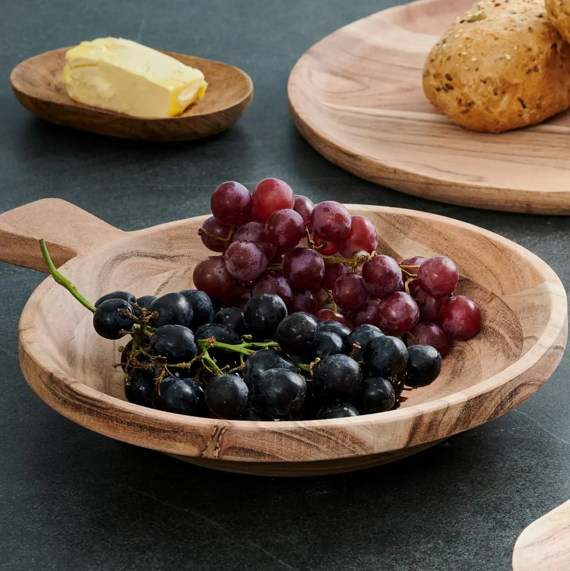Acacia Chic Plato Hondo Con Asa Natural