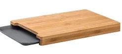 Bamboo Tabla Para Cortar Con Recipiente Gris, Natural