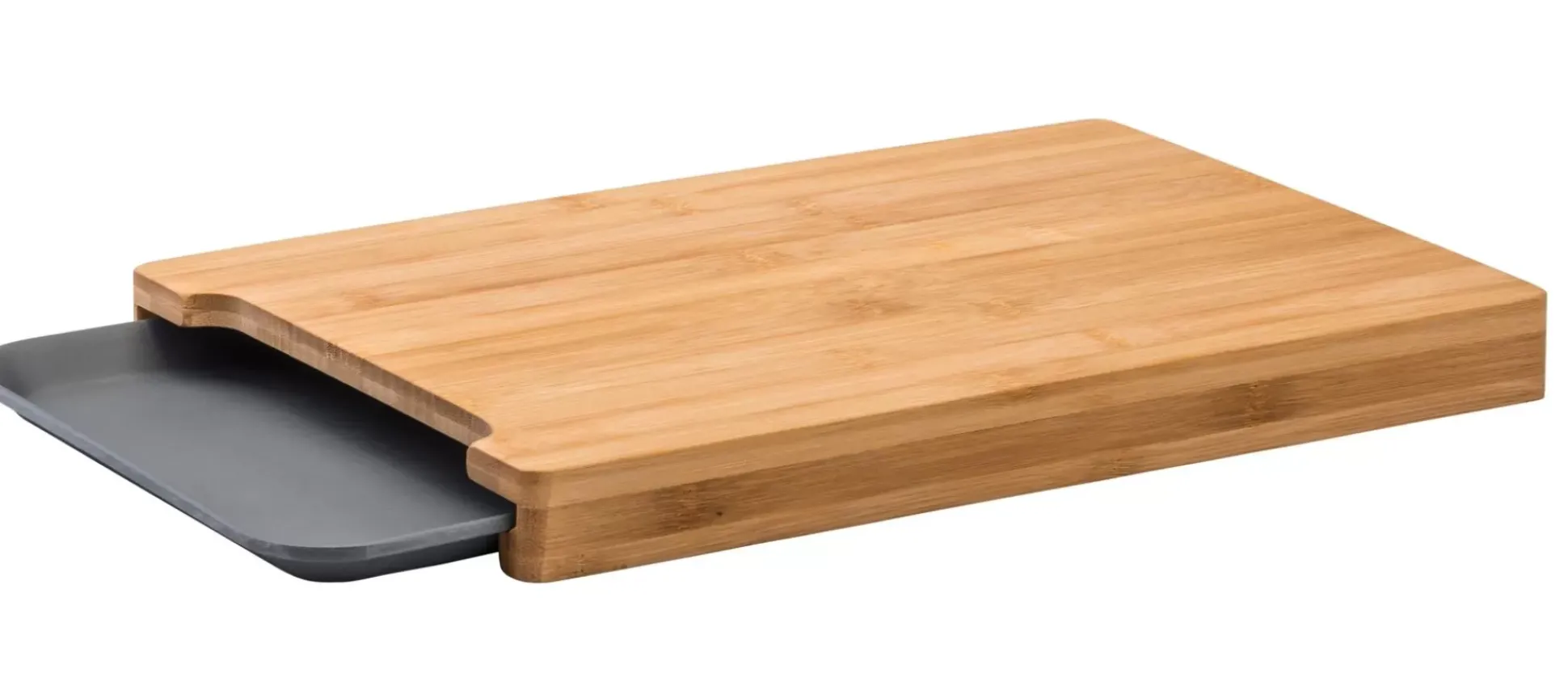 Bamboo Tabla Para Cortar Con Recipiente Gris, Natural