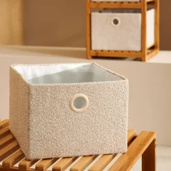 Basic Boucle Cesta De Almacenaje Off White/Sand