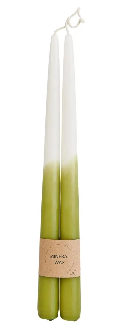 Duo Velas Largas Juego De 2 Verde, Crema, Multicolor