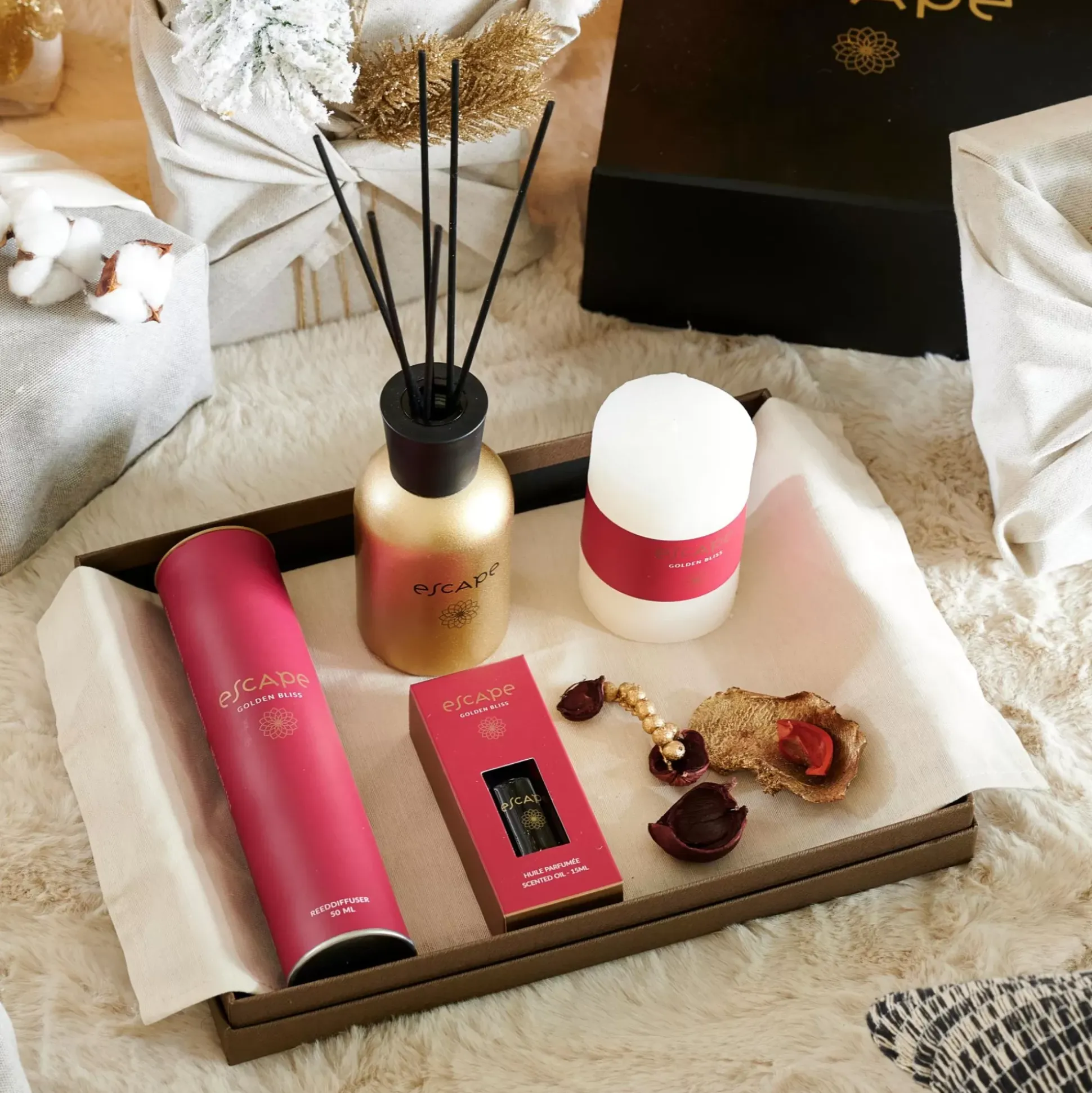 Escape Golden Bliss Vela Perfumada Burdeos