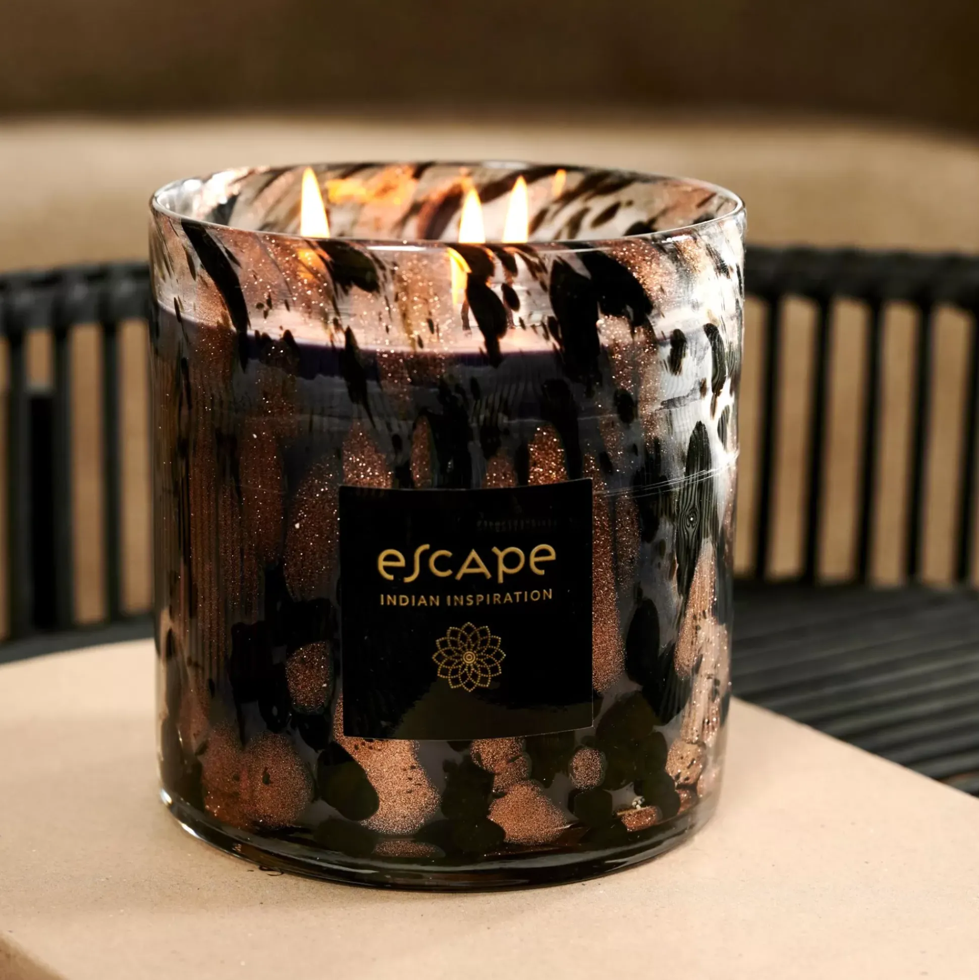 Escape Indian Inspiration Vela Perfumada Xl Negro, Cobrizo, Multicolor