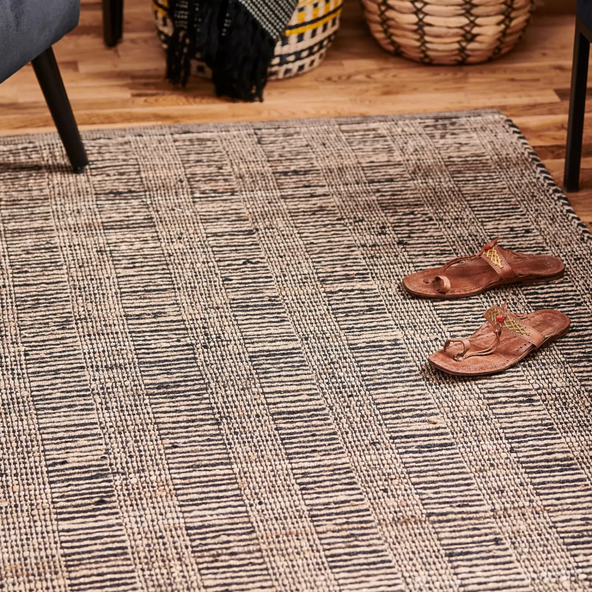 Ethnic Alfombra Negro, Natural