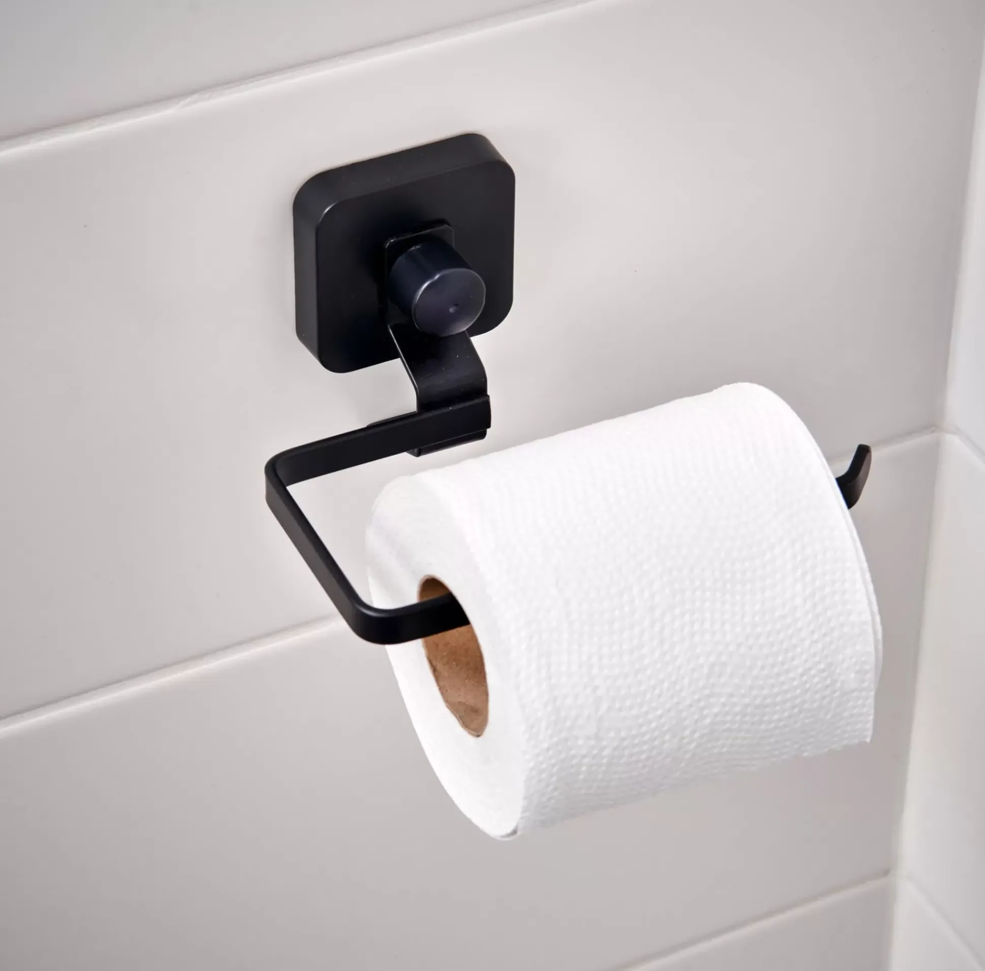 Industria Soporte Papel Higien Con Ventosa Negro