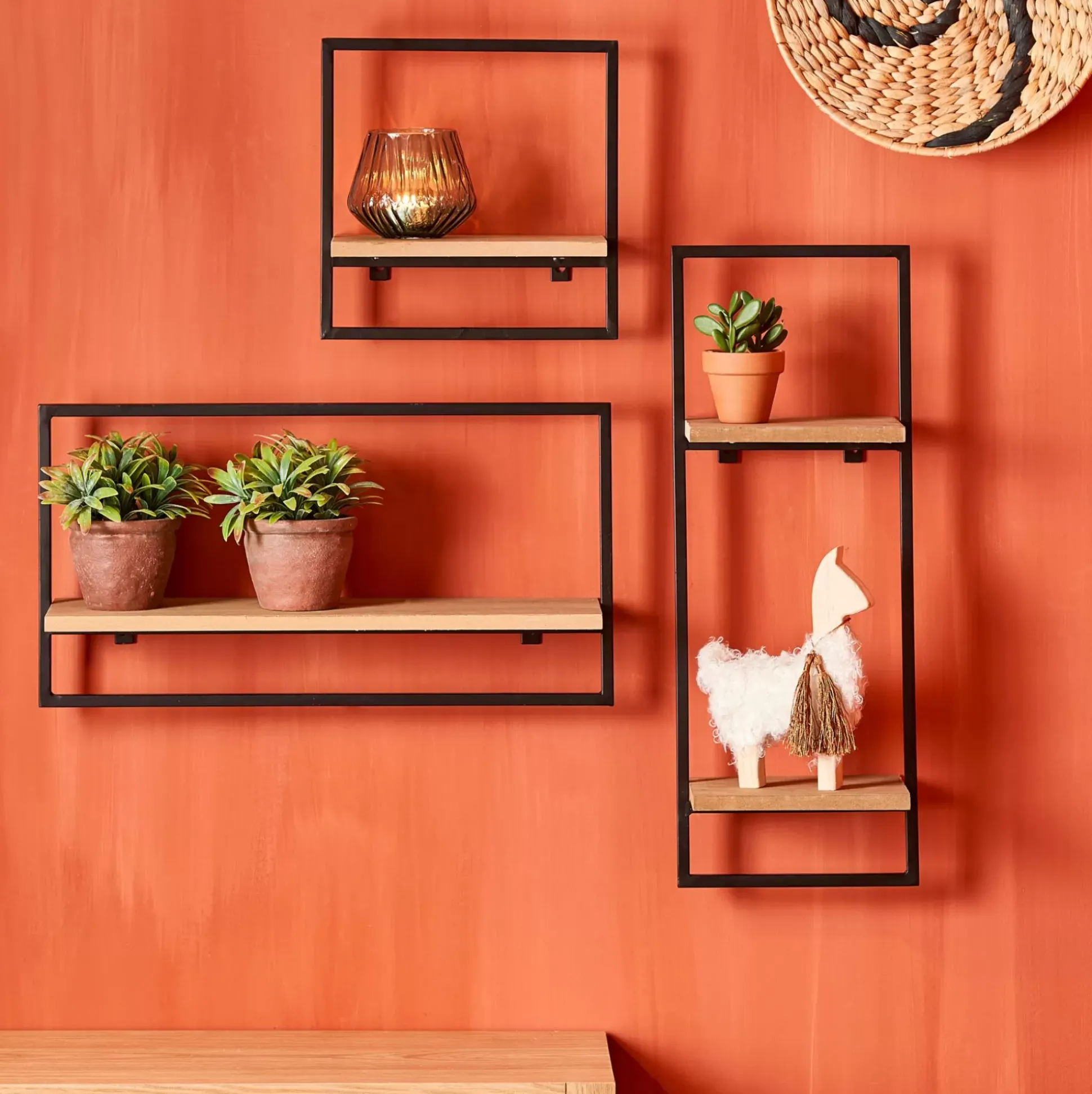 Mix&Match Estanteria De Pared Negro, Natural