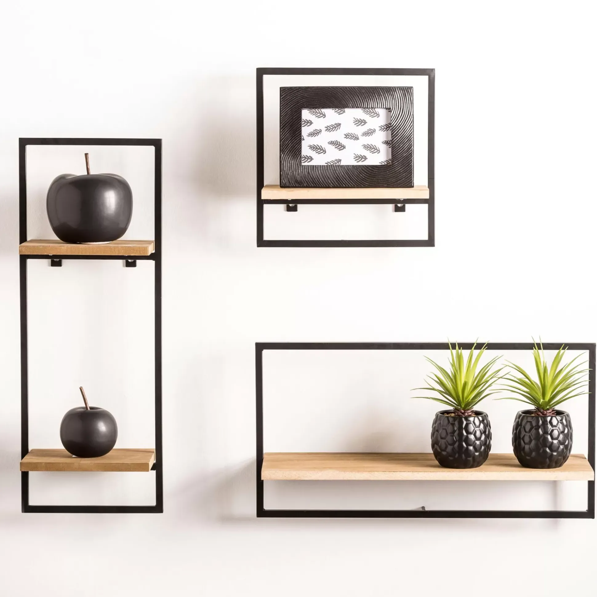 Mix&Match Estanteria De Pared Negro, Natural