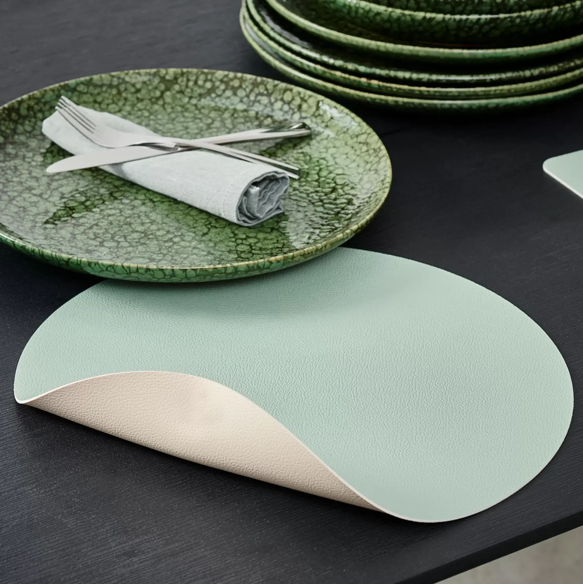 Nappa Mantel Individual Blanco, Menta