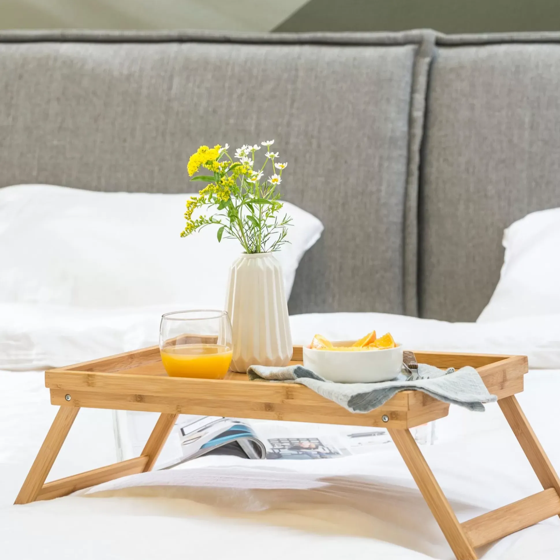New Bamboo Bandeja De Cama Natural