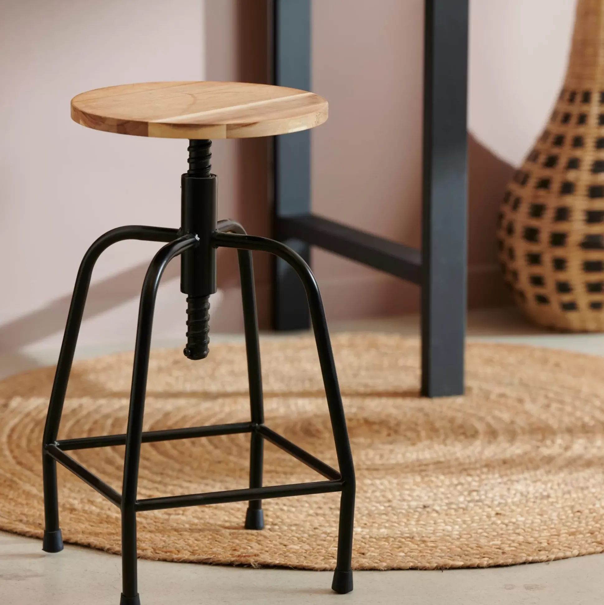 New Bedford Taburete Negro, Natural