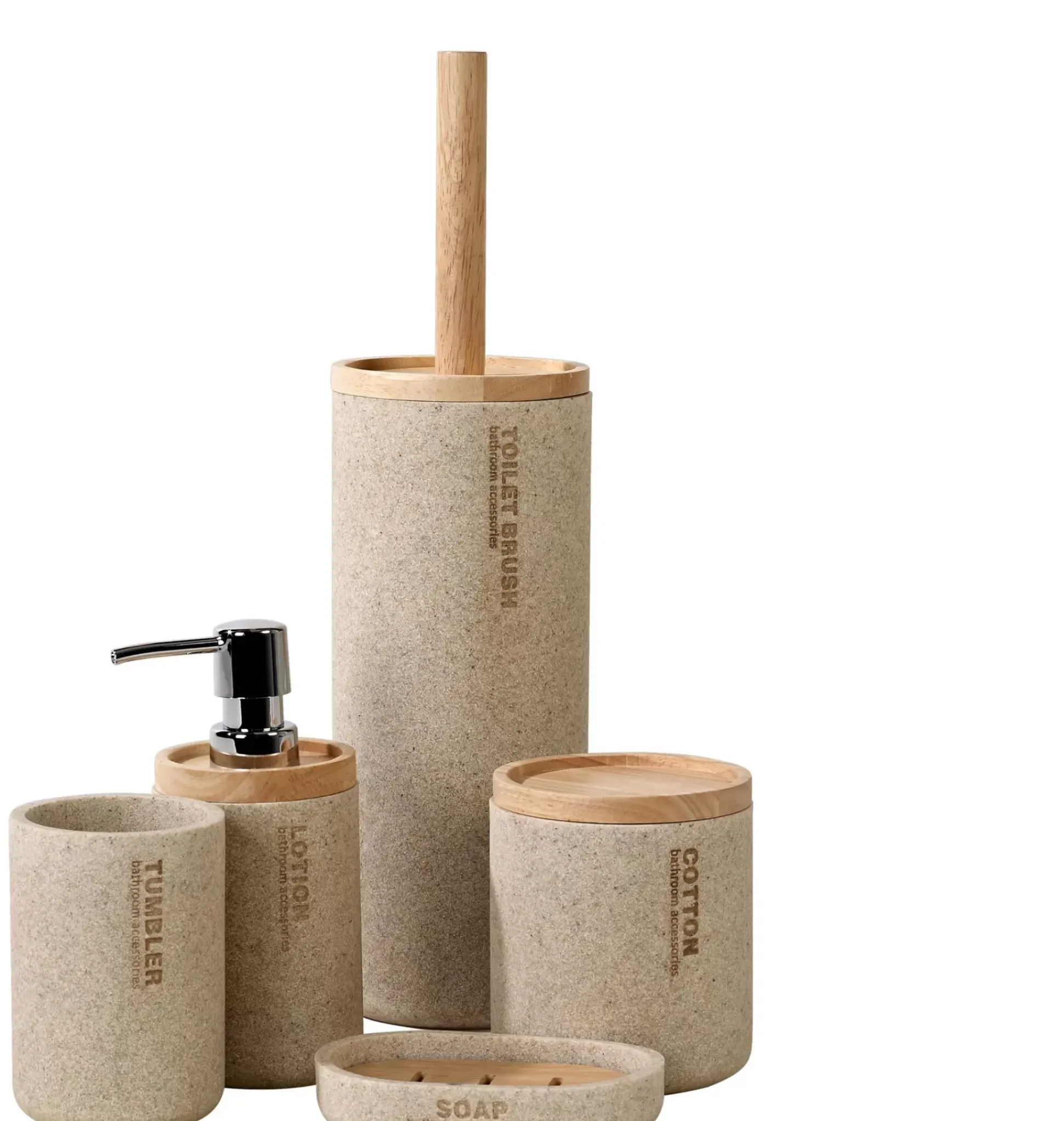 New Resin Cepillo Wc En Soporte Natural