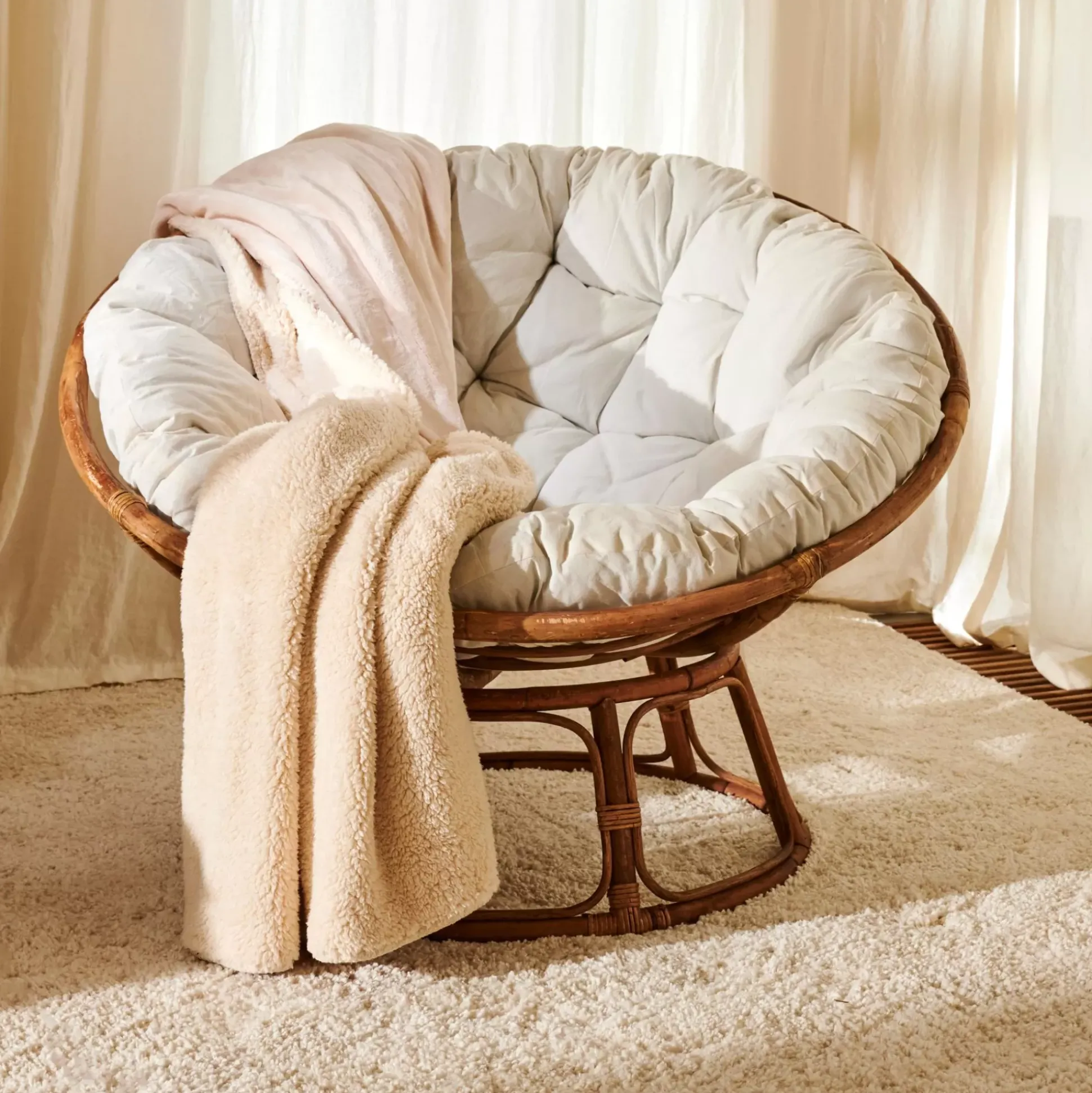 Papasan Silla Natural, Blanco Apagado