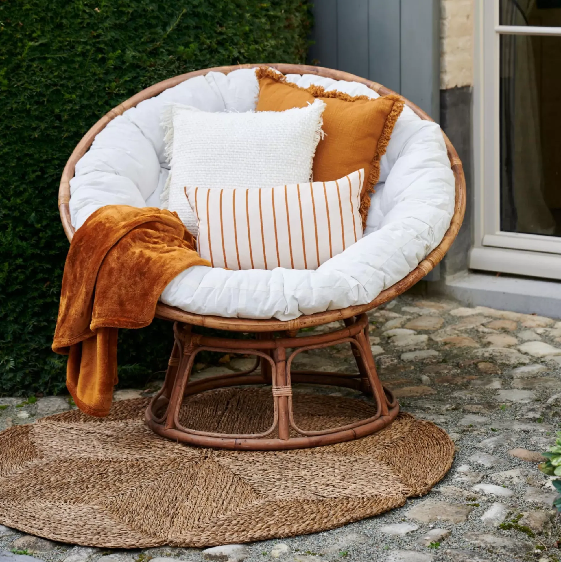 Papasan Silla Natural, Blanco Apagado