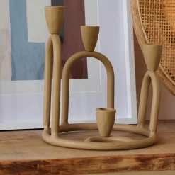Rings Candelabro Para 4 Velas Marron Claro