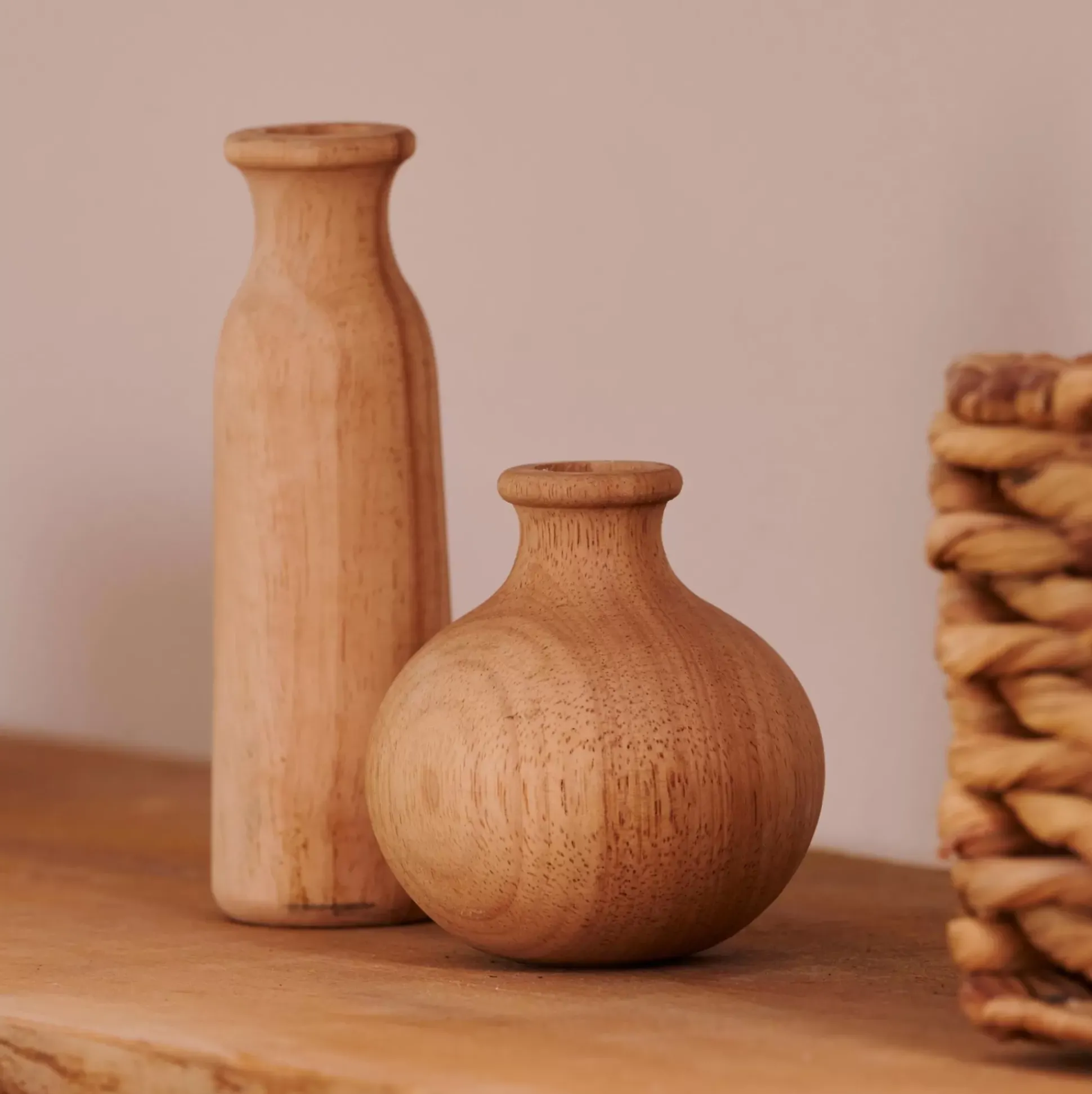 Rubberwood Florero Decorativo Natural