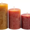 Rustic Velas Juego De 3 Marron, Rojo, Verde