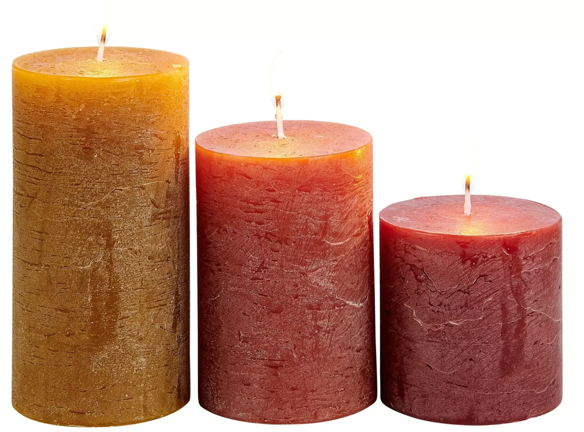 Rustic Velas Juego De 3 Verde, Crema, Morado Claro