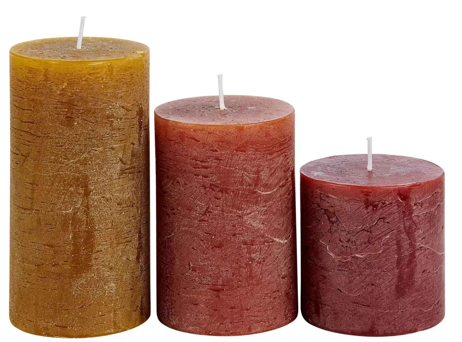 Rustic Velas Juego De 3 Verde, Crema, Morado Claro