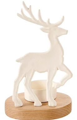 Scandy Deer Soporte Para Vela Pequena Blanco, Natural
