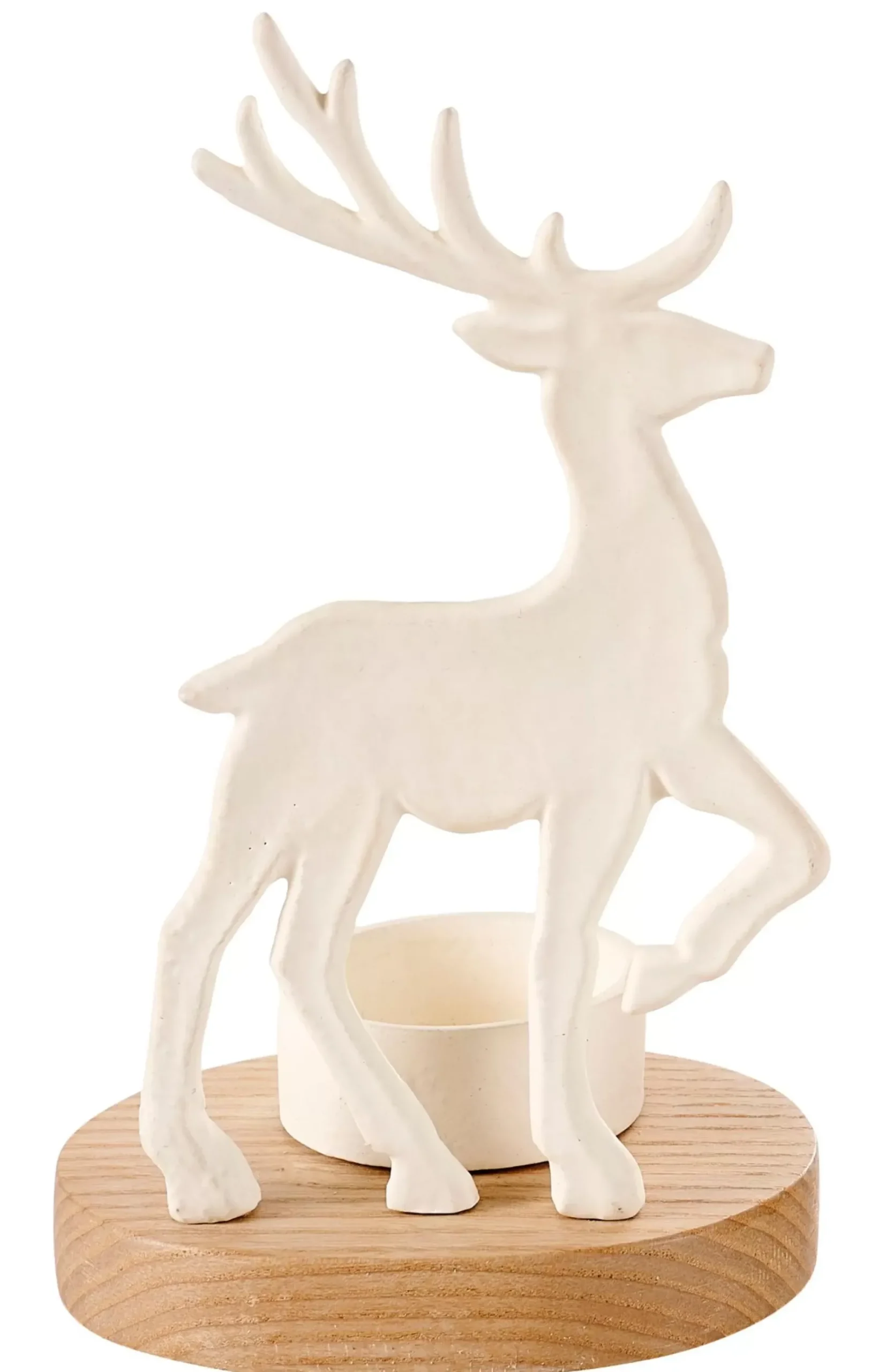 Scandy Deer Soporte Para Vela Pequena Blanco, Natural