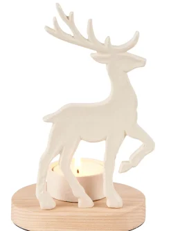 Scandy Deer Soporte Para Vela Pequena Blanco, Natural