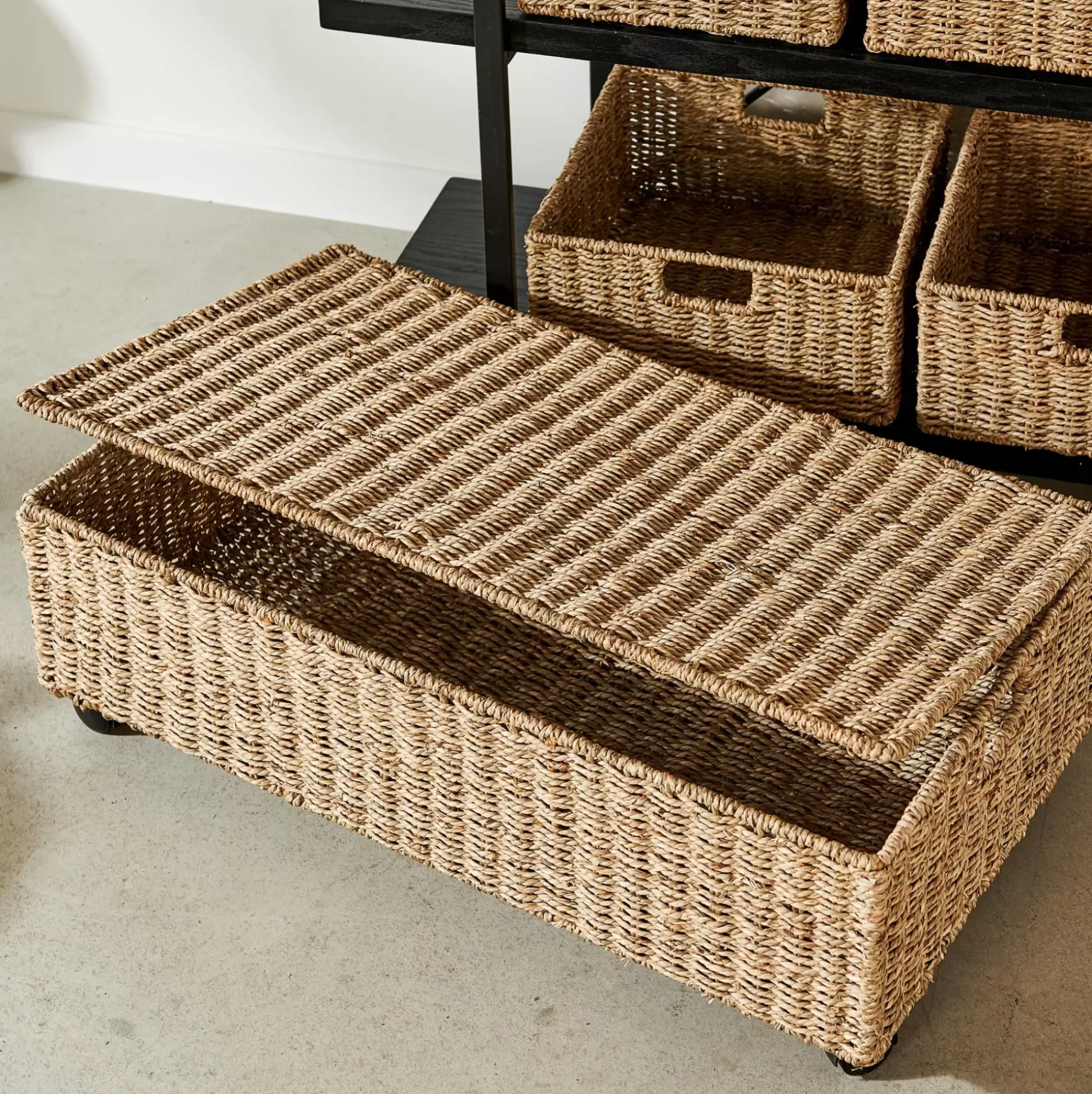 Seagrass Caja De Almacenaje Con Ruedas Natural