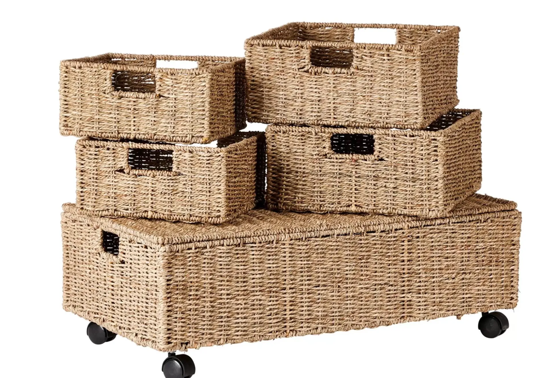 Seagrass Caja De Almacenaje Con Ruedas Natural