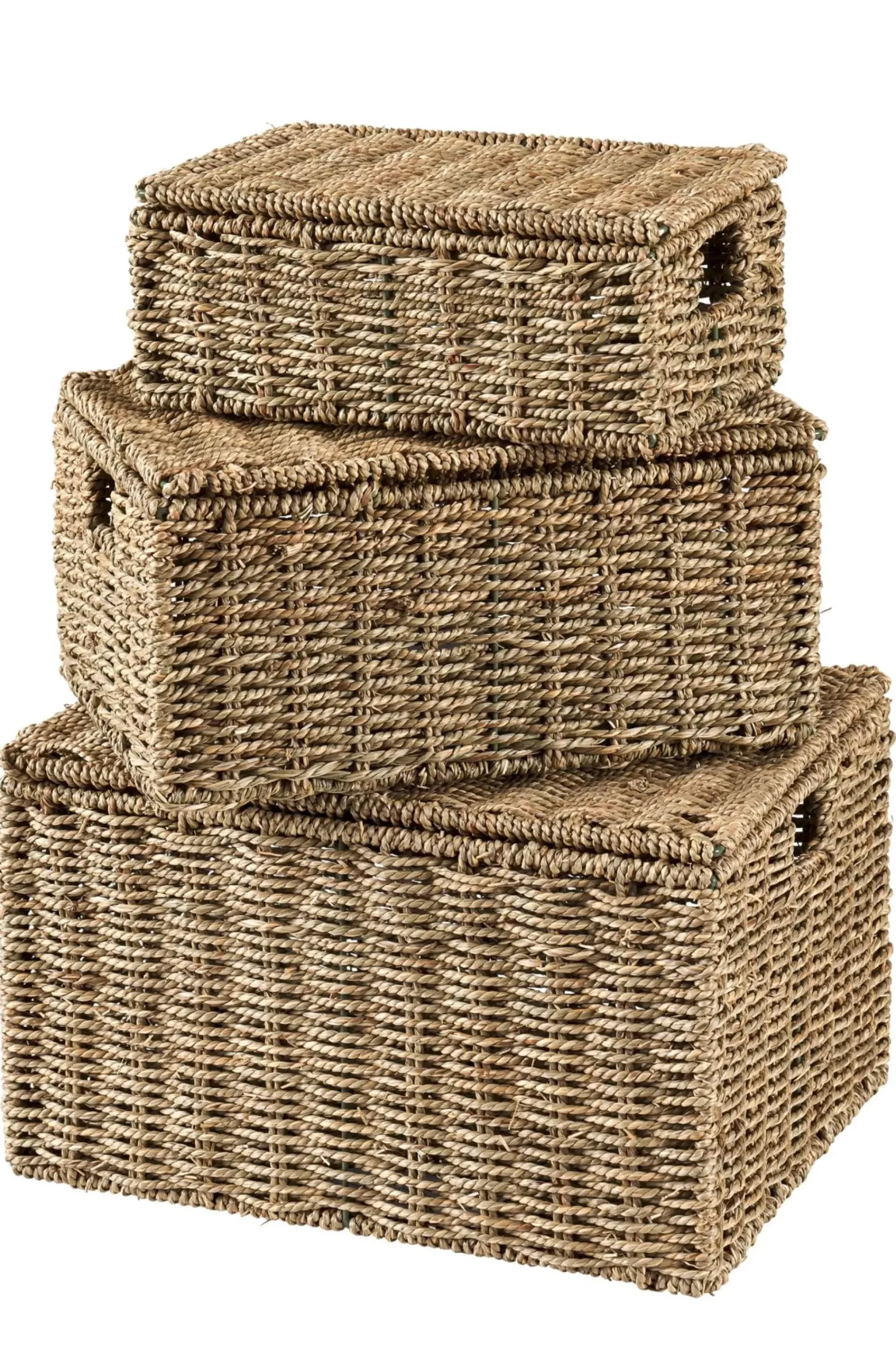 Seagrass Cesta Almacenaje L Con Tapa Natural