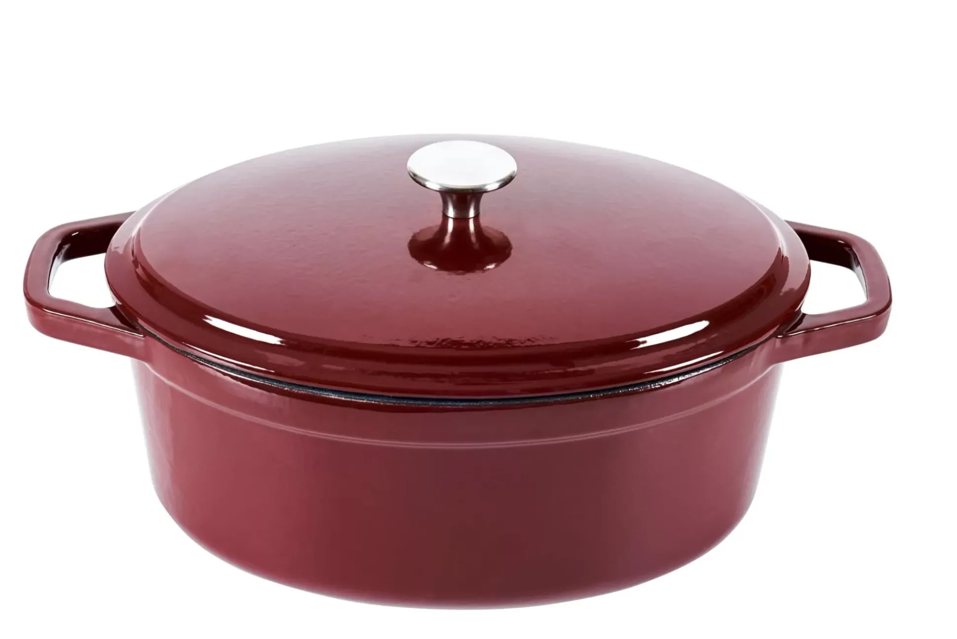 Stew Olla Hierro Fundido Ovalado Rojo Oscuro