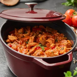 Stew Olla Hierro Fundido Ovalado Rojo Oscuro