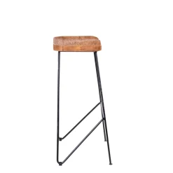 Teak Taburete Bar Negro, Natural