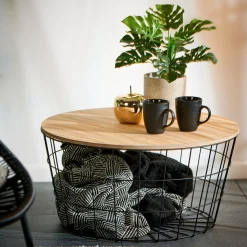 Wire Xl Mesa Auxiliar Xl Negro, Natural